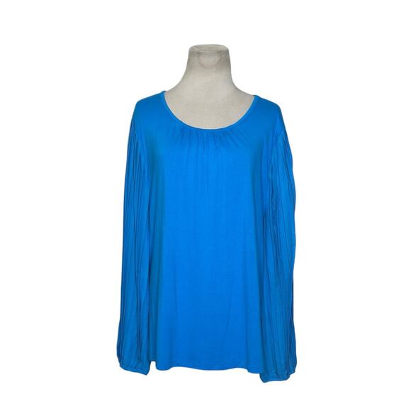 Talbots blue long pleated sleeves tunic blouse size 1X - Picture 1 of 9